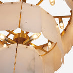 Elegant Tiered Alabaster Chandelier - interior brass structure