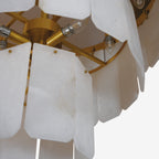 Elegant Tiered Alabaster Chandelier - alabaster panel detail