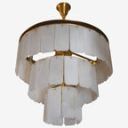 Elegant Tiered Alabaster Chandelier - alternate full view
