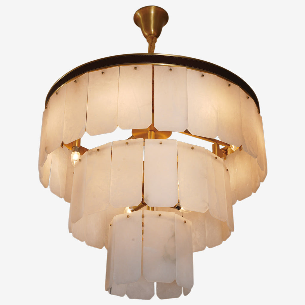 Elegant Tiered Alabaster Chandelier