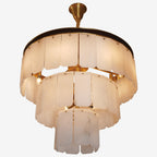 Elegant Tiered Alabaster Chandelier - full view