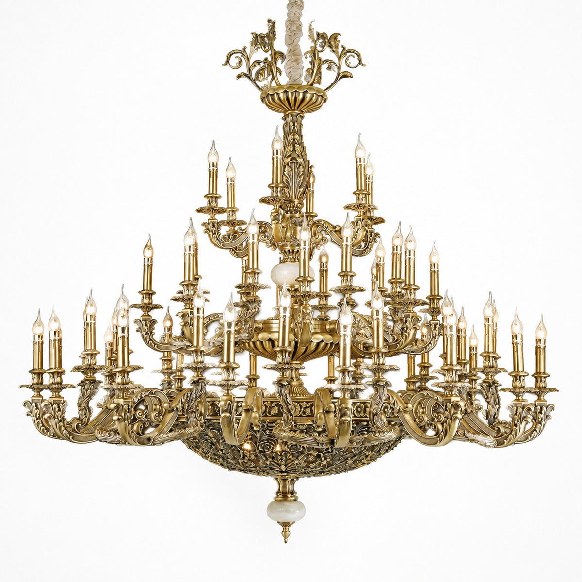 1960s wide brass chandelier