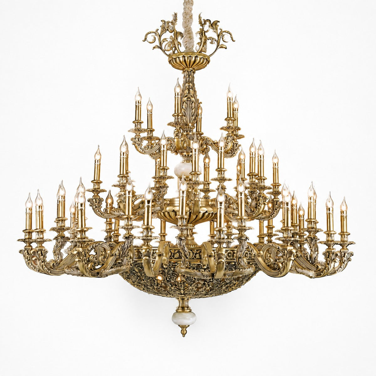 1960s wide brass chandelier