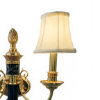 Classic Brass Double Wall Sconce with Fabric Shades - angled view