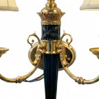 Classic Brass Double Wall Sconce with Fabric Shades - brass body detail