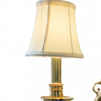Classic Brass Double Wall Sconce with Fabric Shades - fabric shade detail