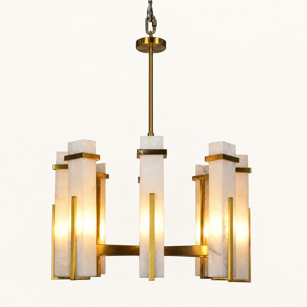 Tessovian Multi-Shade Chandelier with Warm Metal Frame