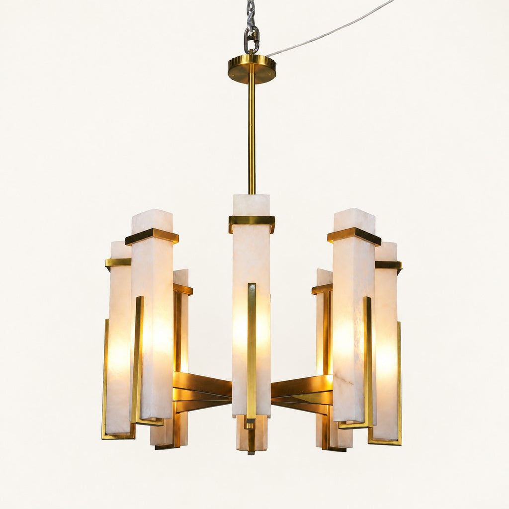 Tessovian Multi-Shade Chandelier with Warm Metal Frame