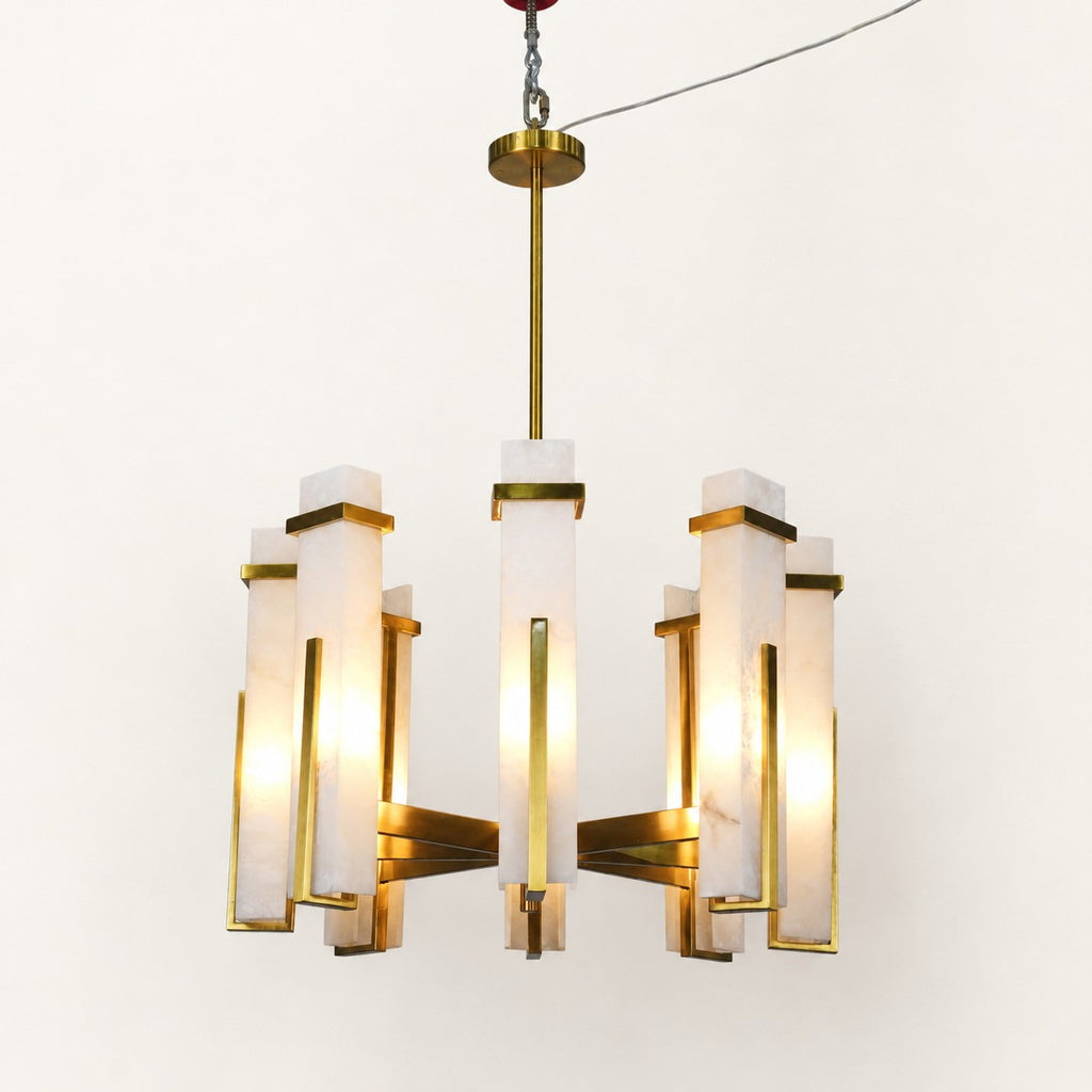 Tessovian Multi-Shade Chandelier with Warm Metal Frame