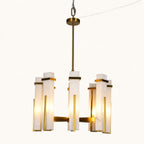 Tessovian Multi-Shade Chandelier with Warm Metal Frame