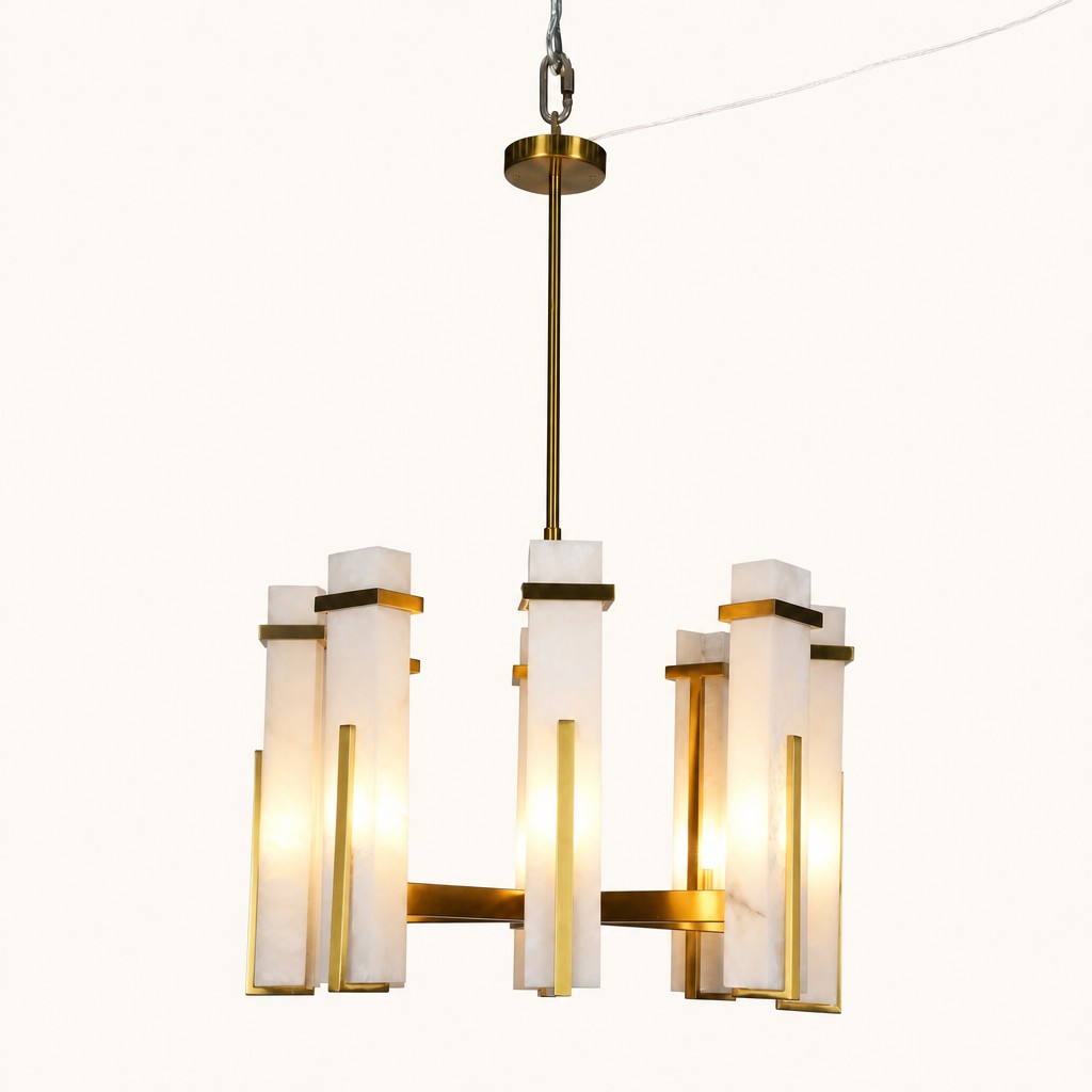 Calyra Multi-Shade Chandelier with Warm Metal Frame