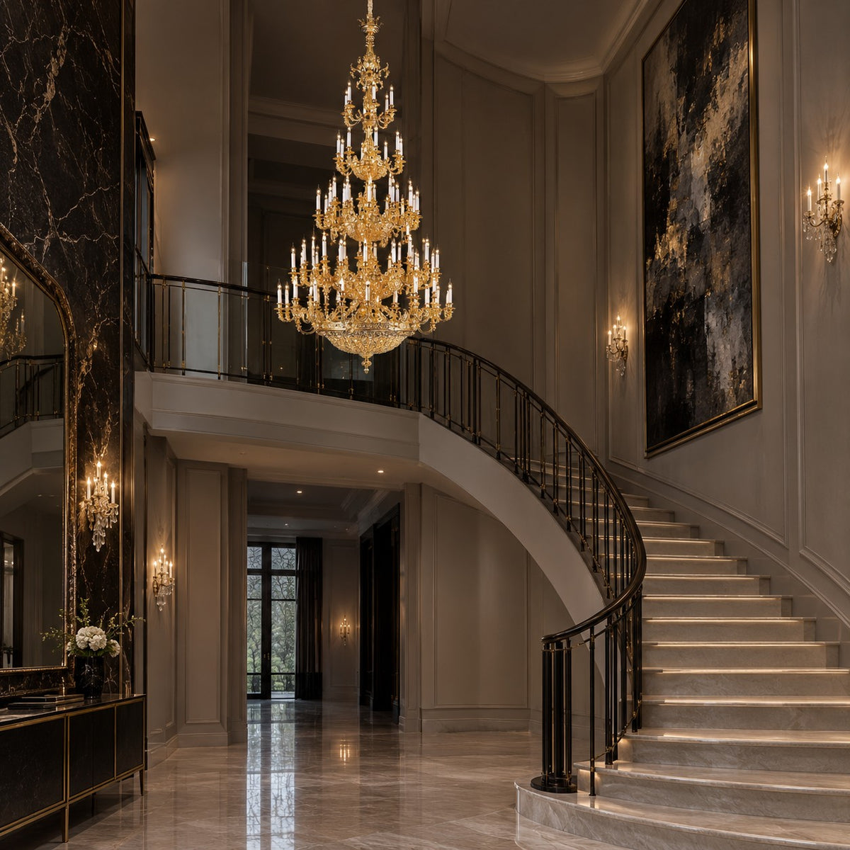 oversized brass chandelier